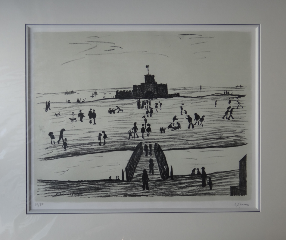 lowry castle on the sands lithograph
