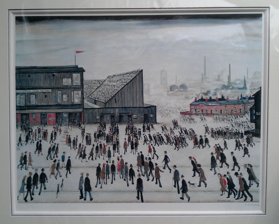 lowry print going to the match mounted
